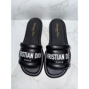 Christian Dior Black Logo Slides Sandals